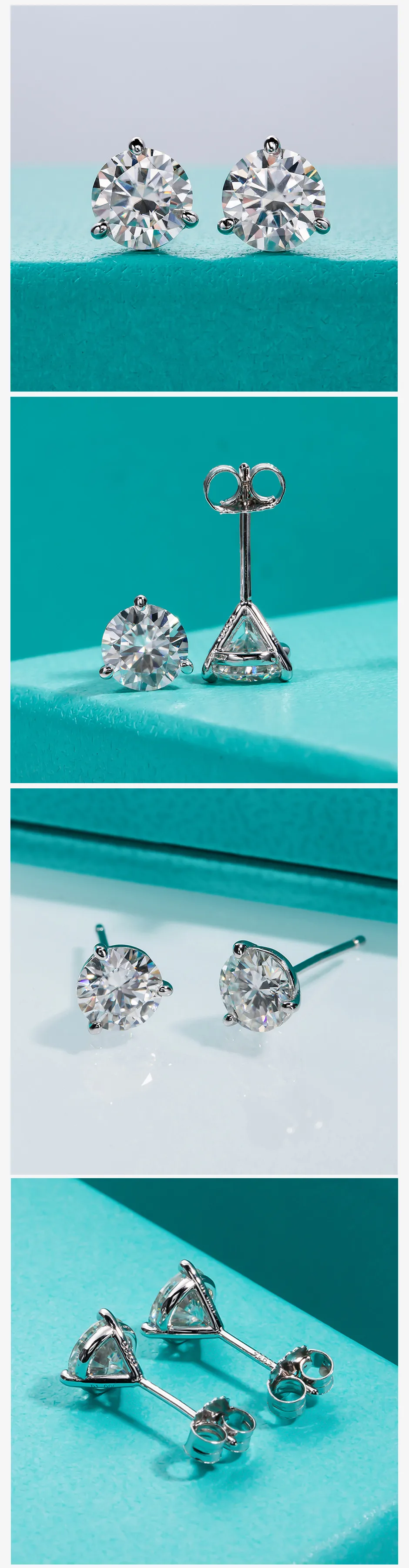 AnuJewel 2cttw D-Farbe Moissanit-Diamant-Ohrstecker 925 Sterling Silber Klassische Ohrringe Schmuck Großhandel – Detail 2
