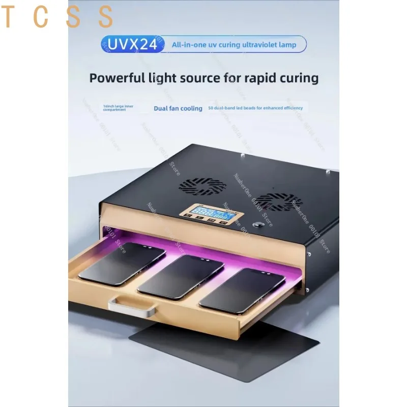UVX24 Integrated UV Curing Lamp, Wrinkle Bubble Free UV Light Box for Curved Screen 16 Inch Screen Lamination Repair