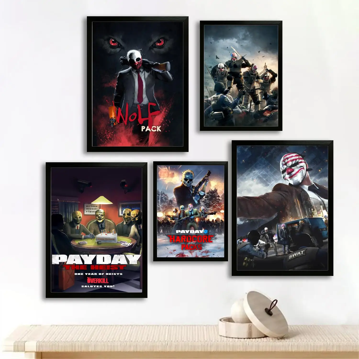 Payday 2 Action Game Canvas Art Poster and Wall Art, Picture Print, Modern Family, Bedroom Decor, Posters,Decorative painting