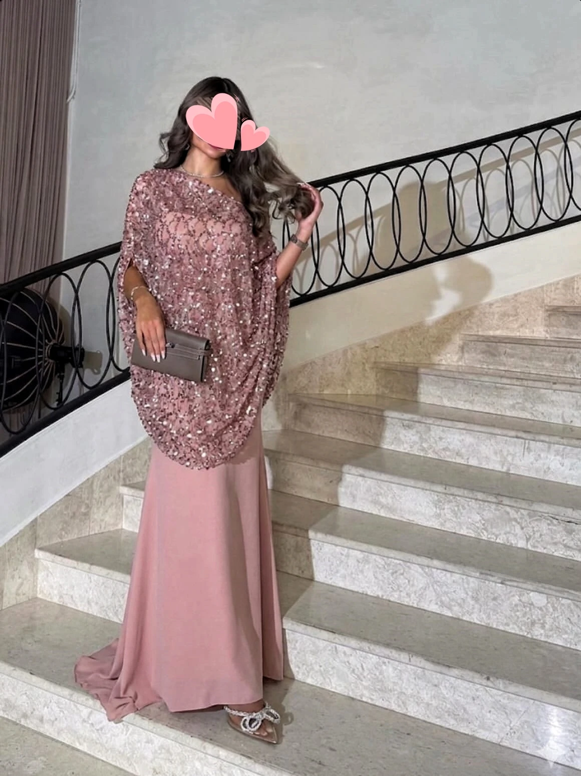 

Oisslec Dress Elegant Vintage Sweet Pink Mermaid Beads Lace Cape New Customized Formal Occasion Prom Dress Evening Party Gowns