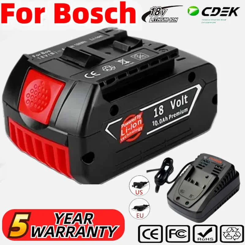 

100% original BAT610G+AL1820CV for Bosch battery professional 18V 6.0AH Li-ion battery replacement with LED & charger 14.4V-18V