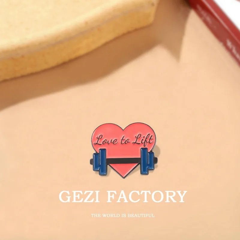 Olahraga Kebugaran Enamel Pin Kustom Gadis Barbel Rompi Garis Kebugaran Klub Bros Kerah Kemeja Tas Lencana Perhiasan Hadiah untuk Teman