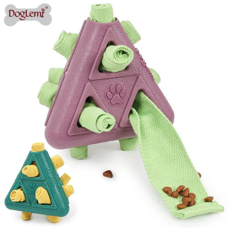 Pet hollow chew-resistant sniffing ball, educational and energy-consuming pet food-hiding pyramid toy for dogs