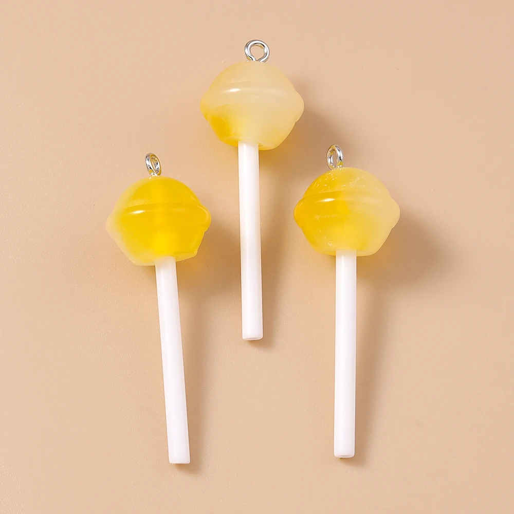 Leslie 10 Stück Harz Zucker Süßigkeiten Lutscher Charms Diy Kawaii 3D Schlüsselanhänger Ohrring Anhänger Charms für Schmuckherstellung Zubehör – Detail 2