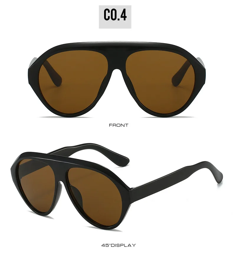 Retro Große PC-Rahmen-Sonnenbrille für Damen, runde Piloten-Sonnenbrille in Schwarz mit Farbverlauf, coole Herren-Sonnenbrille, einteilige Designer-Sonnenbrille – Detail 21