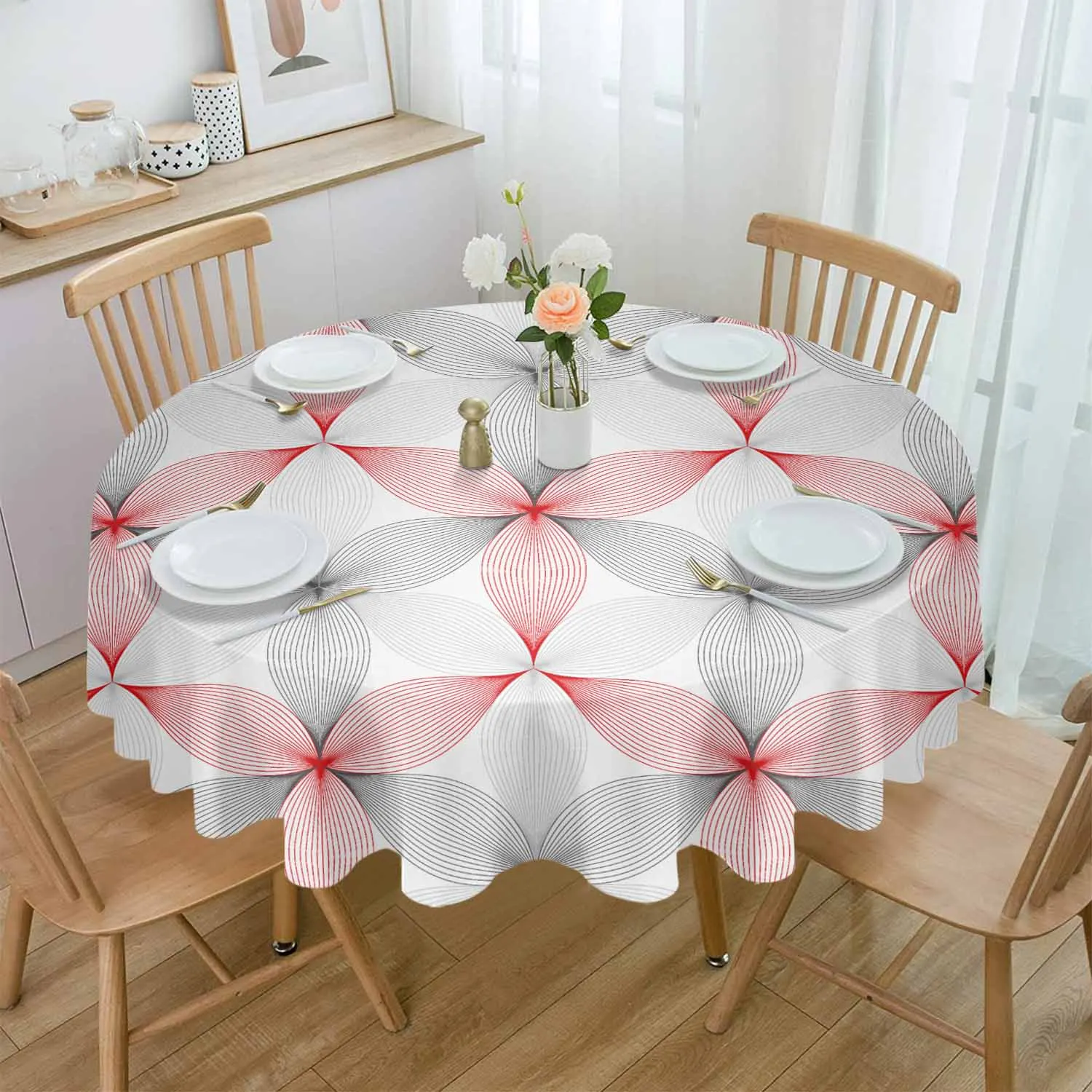 

Modern Art Geometric Pattern Red Table Cloth Waterproof Wedding Holiday Tablecloth Coffee Table Decor Table Cover