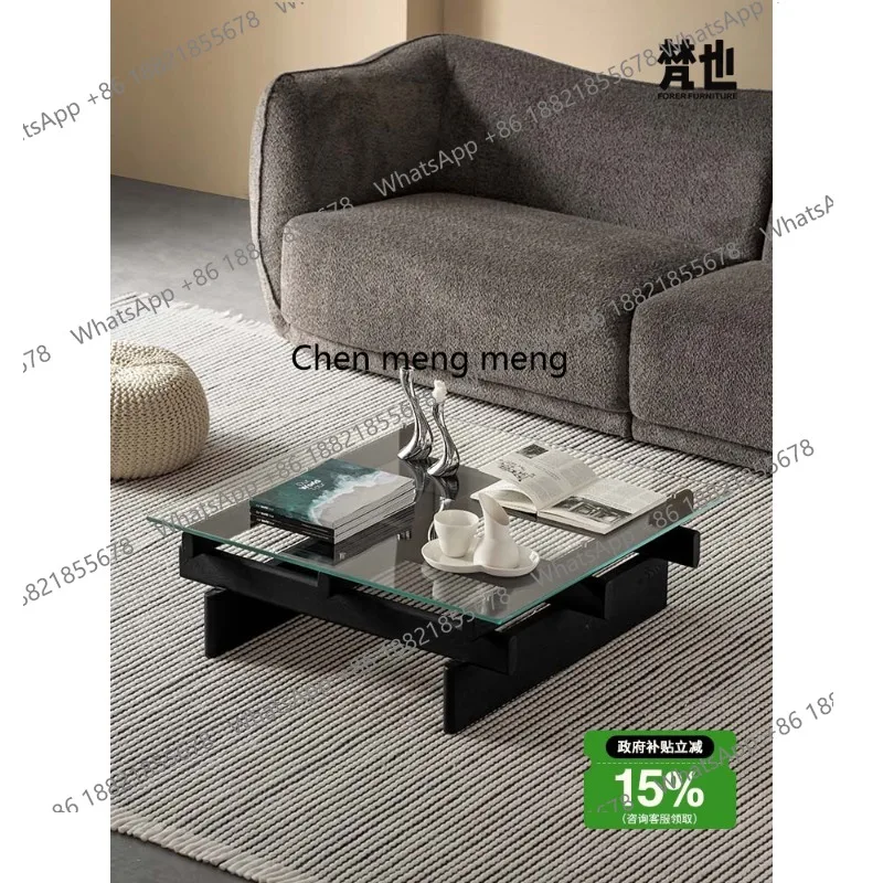 

Coffee table solid wood rectangular living room household black ash wood sofa corner table