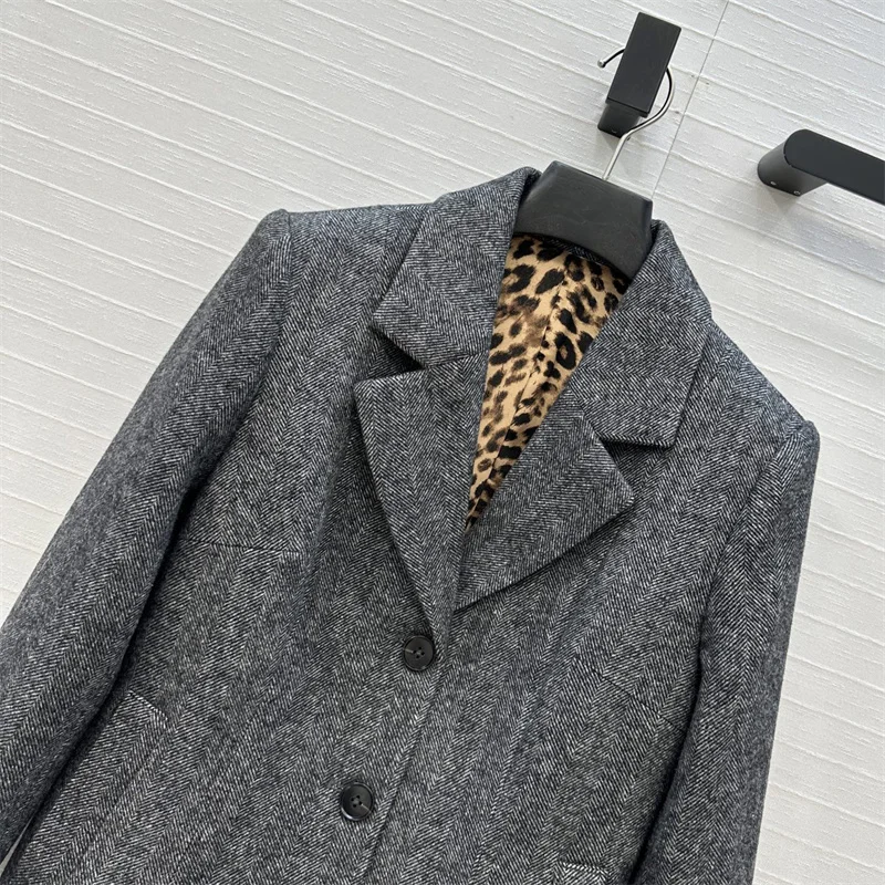 معطف نسائي شتاء جديد 2025 صدر واحد نحيف طية صدر السترة بأكمام طويلة مزيج الصوف بدلة نسائية سترة y2k سترة نسائية #4