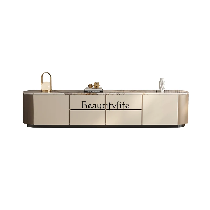 

Tall floor-to-ceiling TV cabinet Modern simple rounded corner bedroom floor cabinet