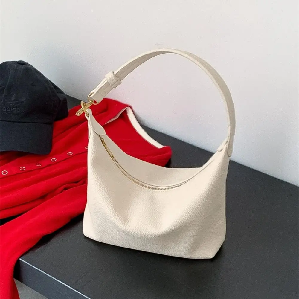 

Large Capacity PU Hobo Bag Korean Style Handbag PU Dumpling Bag Fashion Design Solid Color French Style Handbag Office Worker