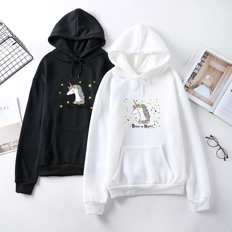 

Women Cute Pattern Printed Pullover Hooded Top 2024 New Ladies Casual Long Sleeved Oversize Hoodie for Autumn Winter