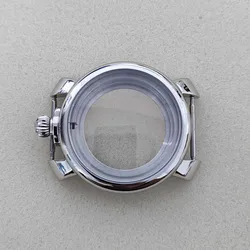 40MM Watch Case for NH35 Stainless Steel Mineral Glass for NH35 NH36 Movement Crown at 12 o'clock Watch Case Silver Color