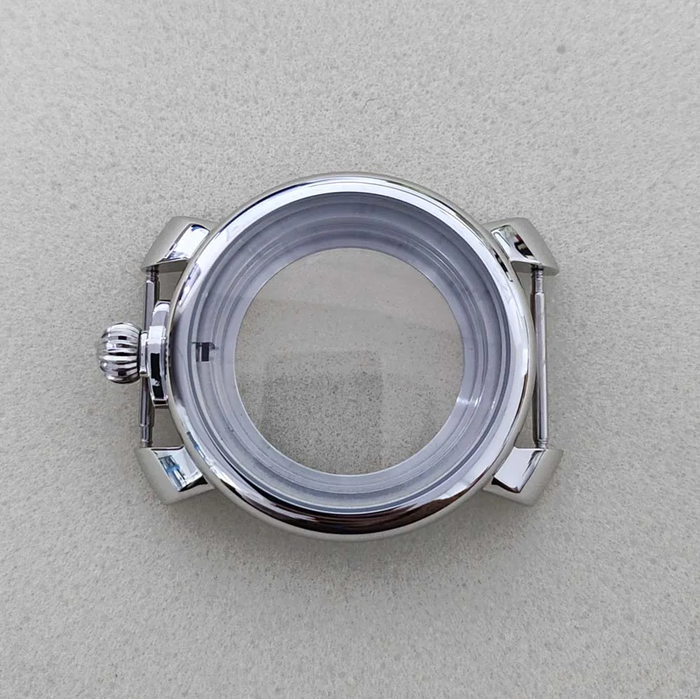 Koperta zegarka 40 mm ze stali nierdzewnej z szkłem mineralnym do mechanizmu NH35 NH36, koronka na godzinie 12, kolor srebrny.