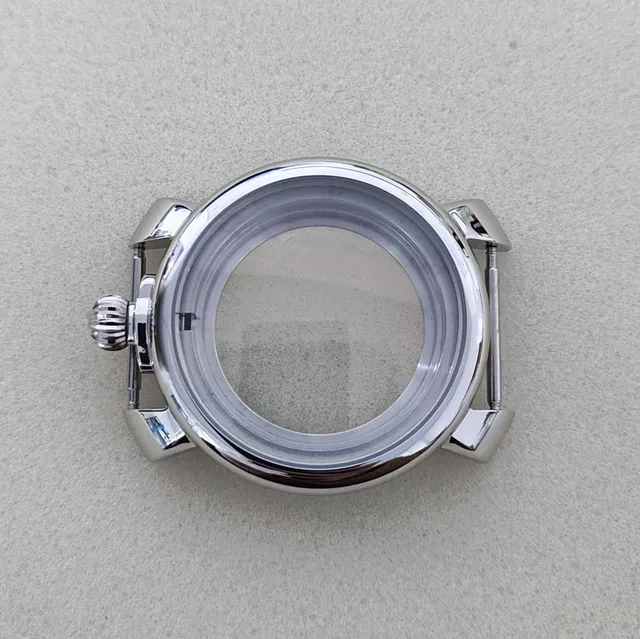 Koperta zegarka 40 mm ze stali nierdzewnej z szkłem mineralnym do mechanizmu NH35 NH36, koronka na godzinie 12, kolor srebrny.