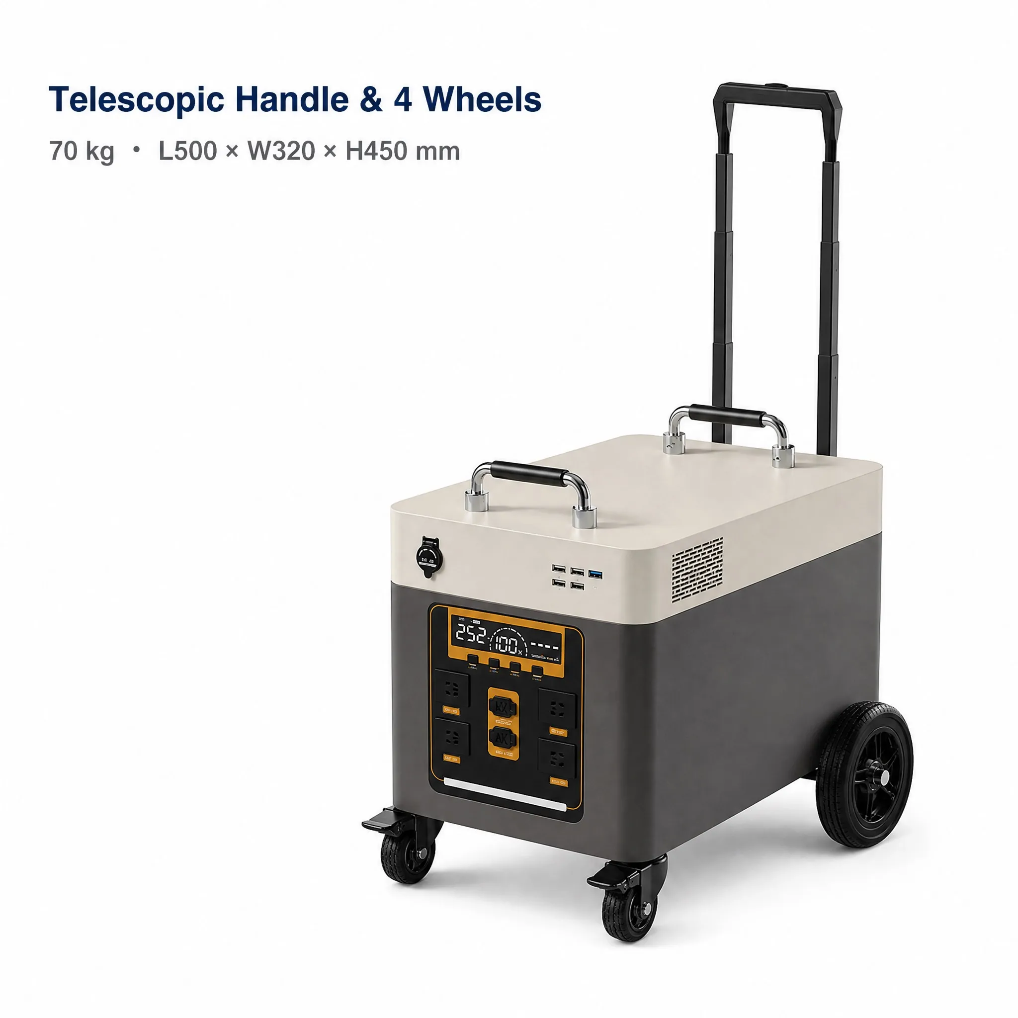 Trolley Type Portable Power Station 3000W 7168Wh LiFePO4 Battery 8S1P 280Ah, Digital Power Display, Wholesale
