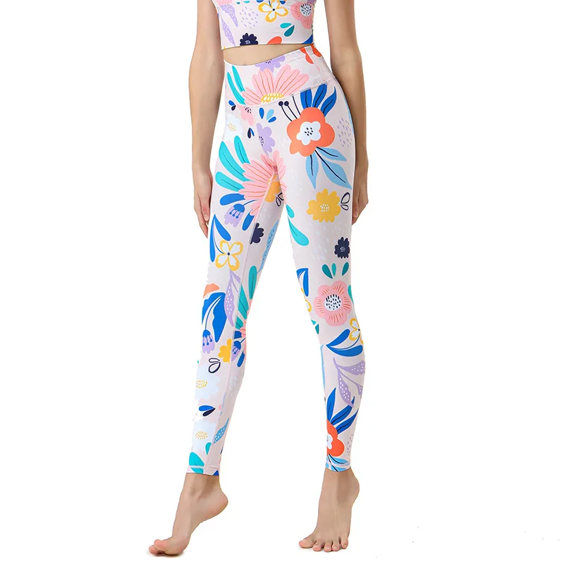 Women Hot Sale Floral Printed High Waist Fitness Leggings Female Quick Dry Dancing Gym Sports Leggings 7Z