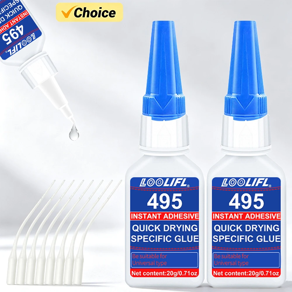 LOOLIFL 495 Instant Adhesive  Super Glue Quick Drying Transparent Waterproof Glue for Metal Plastic Rubber Wood Glass DIY Repair