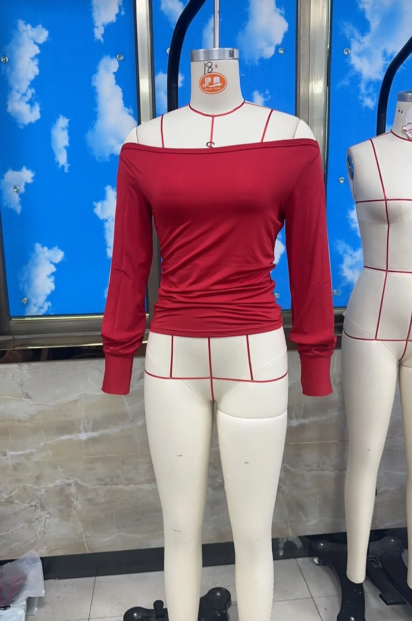 

Womens Off Shoulder Crop Tops Long Sleeve Cut Out Slim Fit Party Going Out Fashion Shirts