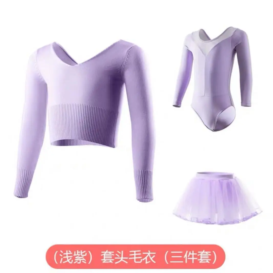 Children's dance training suit, autumn and winter long sleeved three piece set, girls' ballet set, Chinese grading