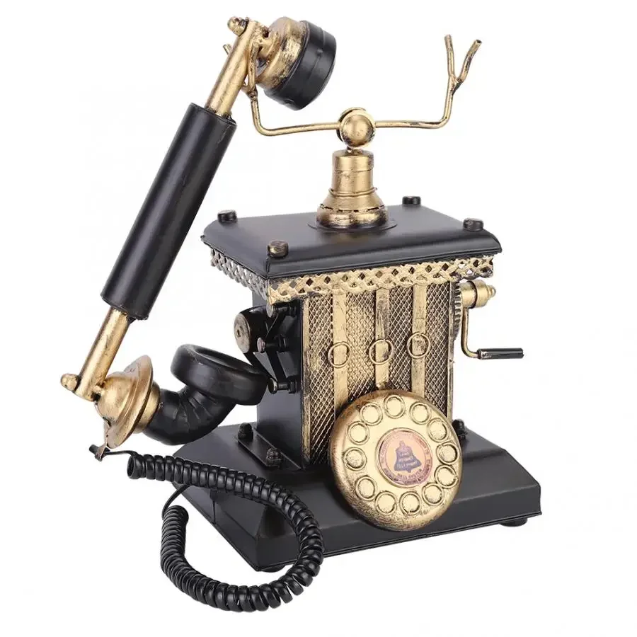 Vintage European Style Hand-Operated Telephone Decor Telephone Model Bedroom Living Room Window Display Decoration