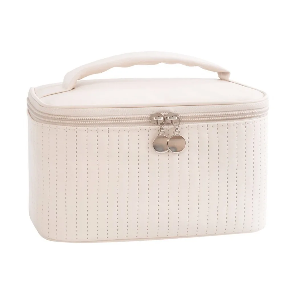 Multipurpose Travel Wash Storage Bag Cute Large Capacity Cake Cosmetic Bag PU Leather Solid Color Toiletry Organizer Female