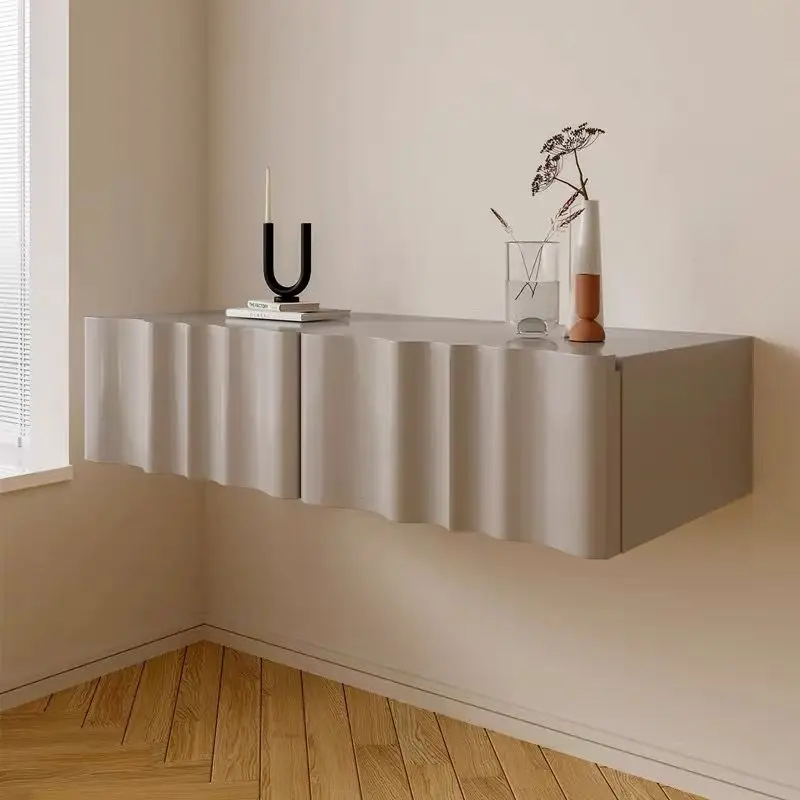 Nordic suspended legless dressing table with drawers, modern minimalist bedroom, creative makeup table