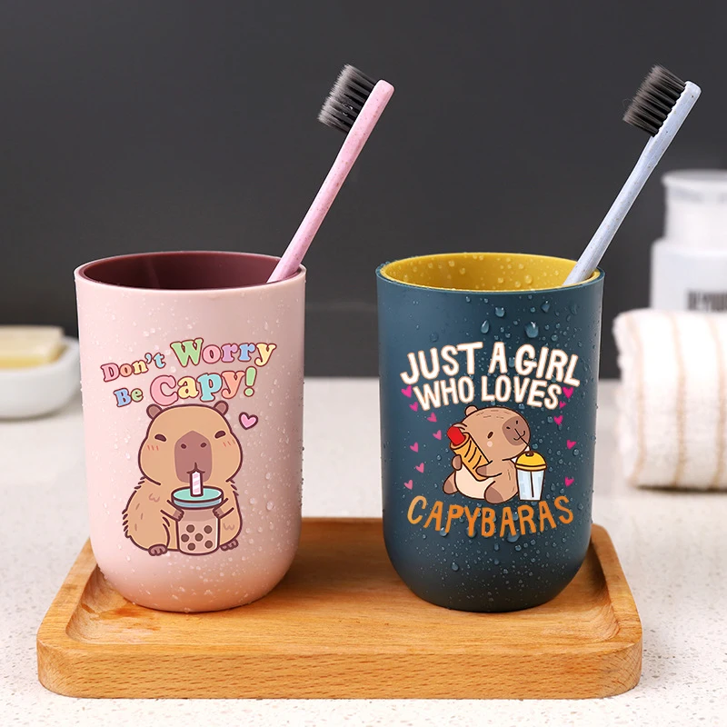 Kawaii كابيبارا كأس فرشاة الأسنان الإبداعية الكرتون لطيف الأطفال غسول الفم الكؤوس المفروشات المنزلية أنيمي كوب ماء هدايا عيد الميلاد #2