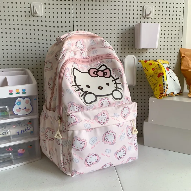 Kawaii Sanrio Hello Kitty Kuromi Melody Cinnamoroll Large Capacity Backpack Cartoon Anime Canvas Schoolbag Cute Mommy Hang Bags