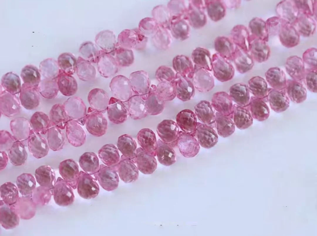 1 PIECE Loose Beads Pink Green Purple Blue Topaz Drop Faceted 5-7mm for DIY Jewelry Making FPPJ Wholesale Beads Nature Gem Stone