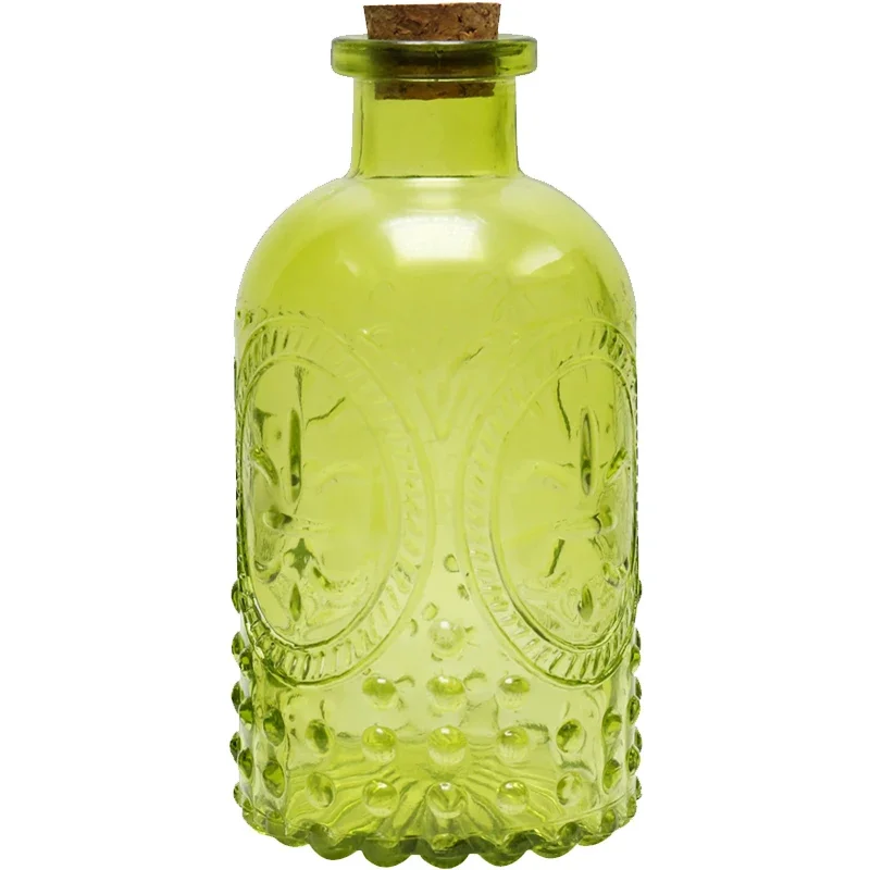 Mini jarrones de flores hidropónicas, botella de vidrio en relieve tridimensional Retro, botella de aceite esencial de aromaterapia, decoración creativa