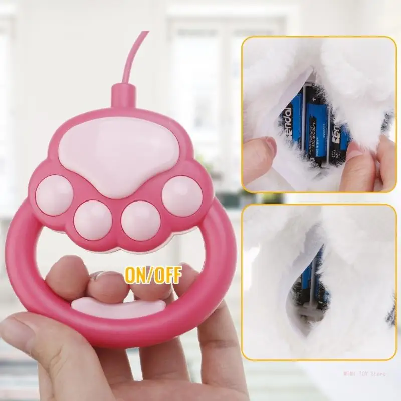 Juguete electrónico peluche para gato para que bebé aprenda a gatear, Control correa, juguete para gato que canta