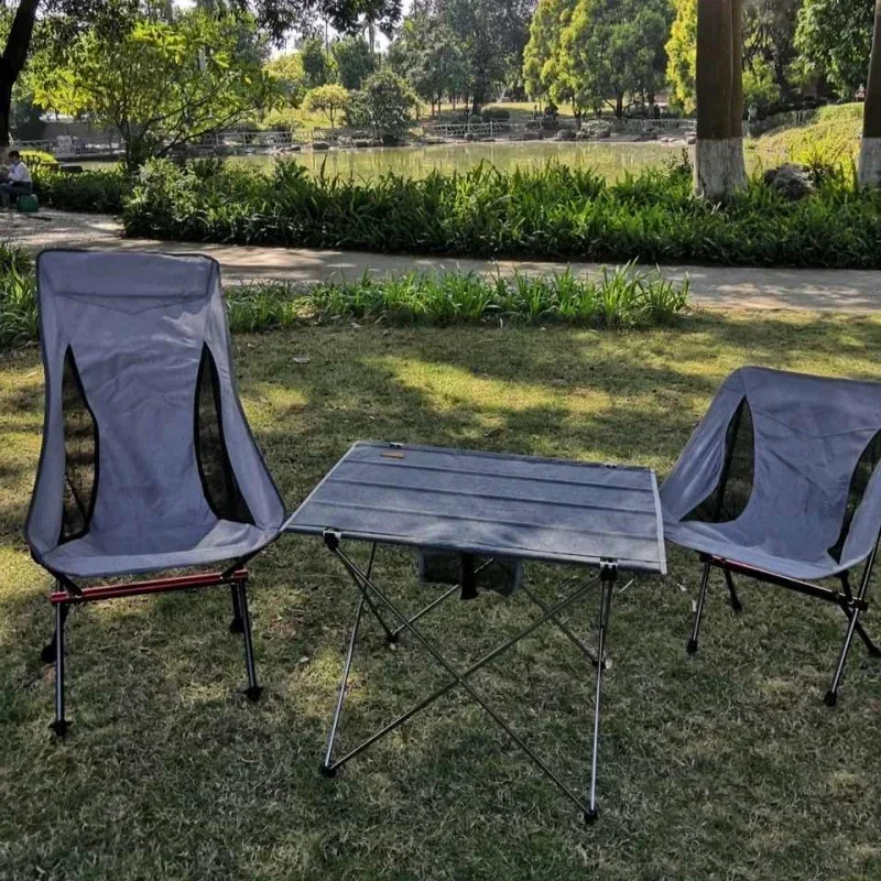 كرسي خارجي من سبائك الألومنيوم 7075 مع مسند ظهر قابل للطي كرسي قمر خفيف للغاية للتخييم والنزهات كرسي محمول وسهل الطي #6
