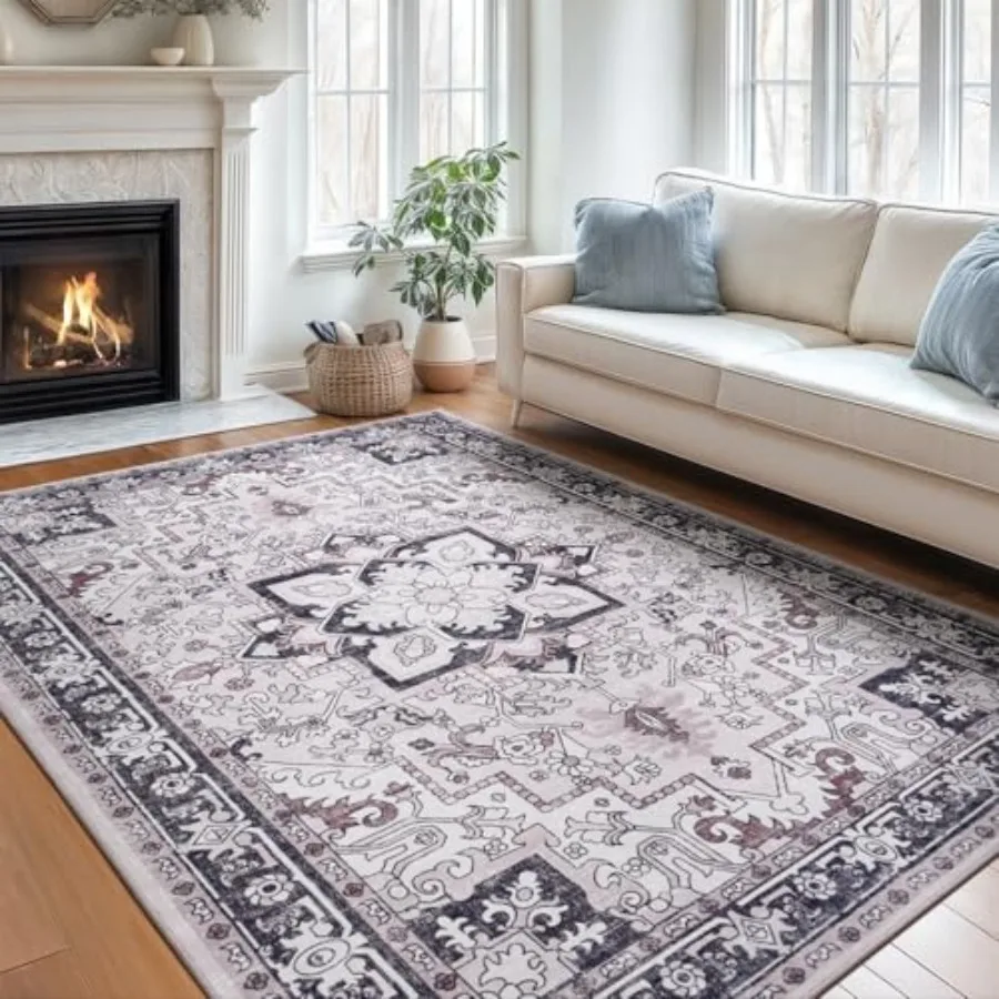 

5x7 Area Rugs Vintage Washable Area Rug for Living Room Floral Boho Area Rugs for Bedroom Office NonSlip Colorful Rug Tradition