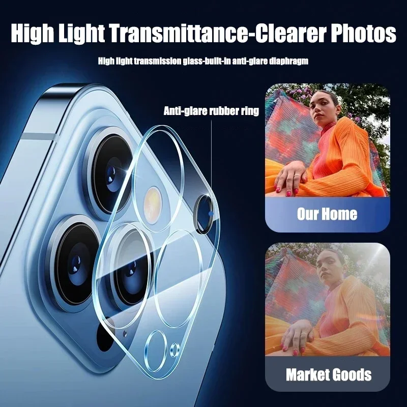 6 in 1 Tempered Glass Camera Lens Protector for iPhone 11 14 Pro 15 13 12 Pro Max 14 15 Plus Screen Protector Glass on iPhone 11
