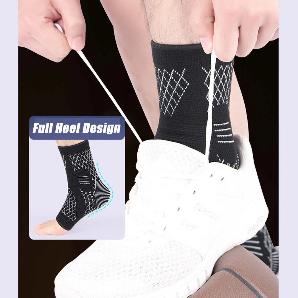 1Pcs Compression Ankle Sleeve Women Men Swelling Ankle Brace Sprained Plantar Fasciitis Sleeve Foot Brace Sports Pain Relief