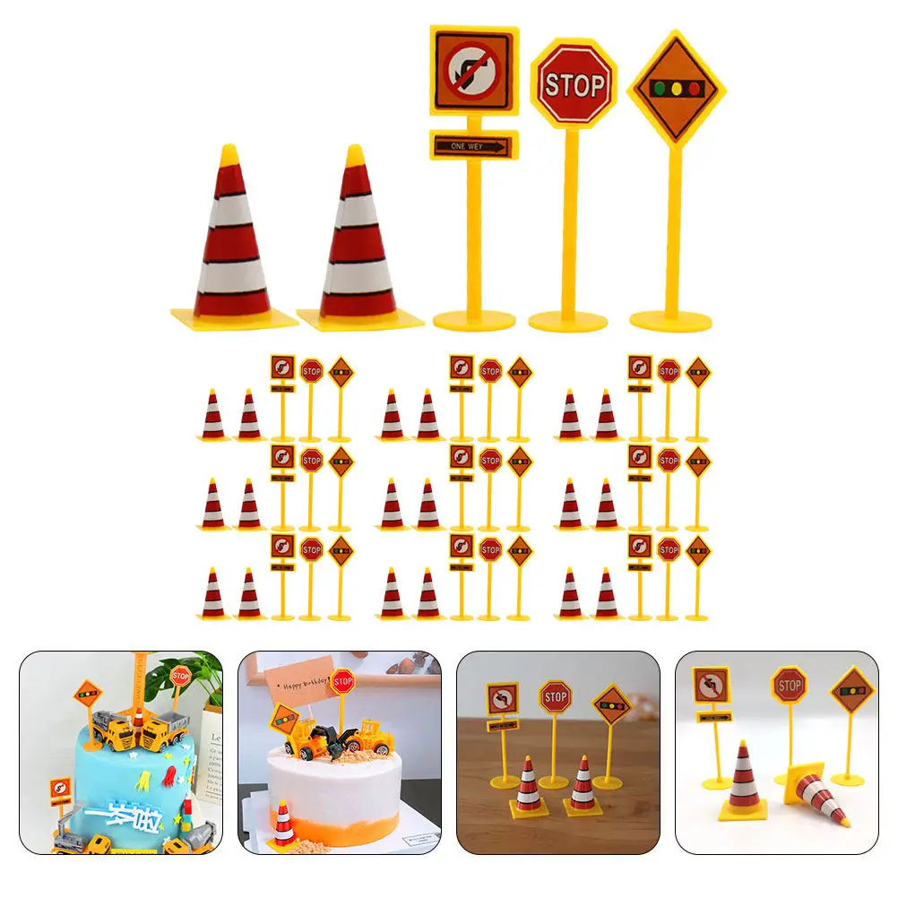 

10 Sets City Roadway Traffic Sign Play Set Creative Early Education Learning Road Safety Mini Cones Street Signal for Children