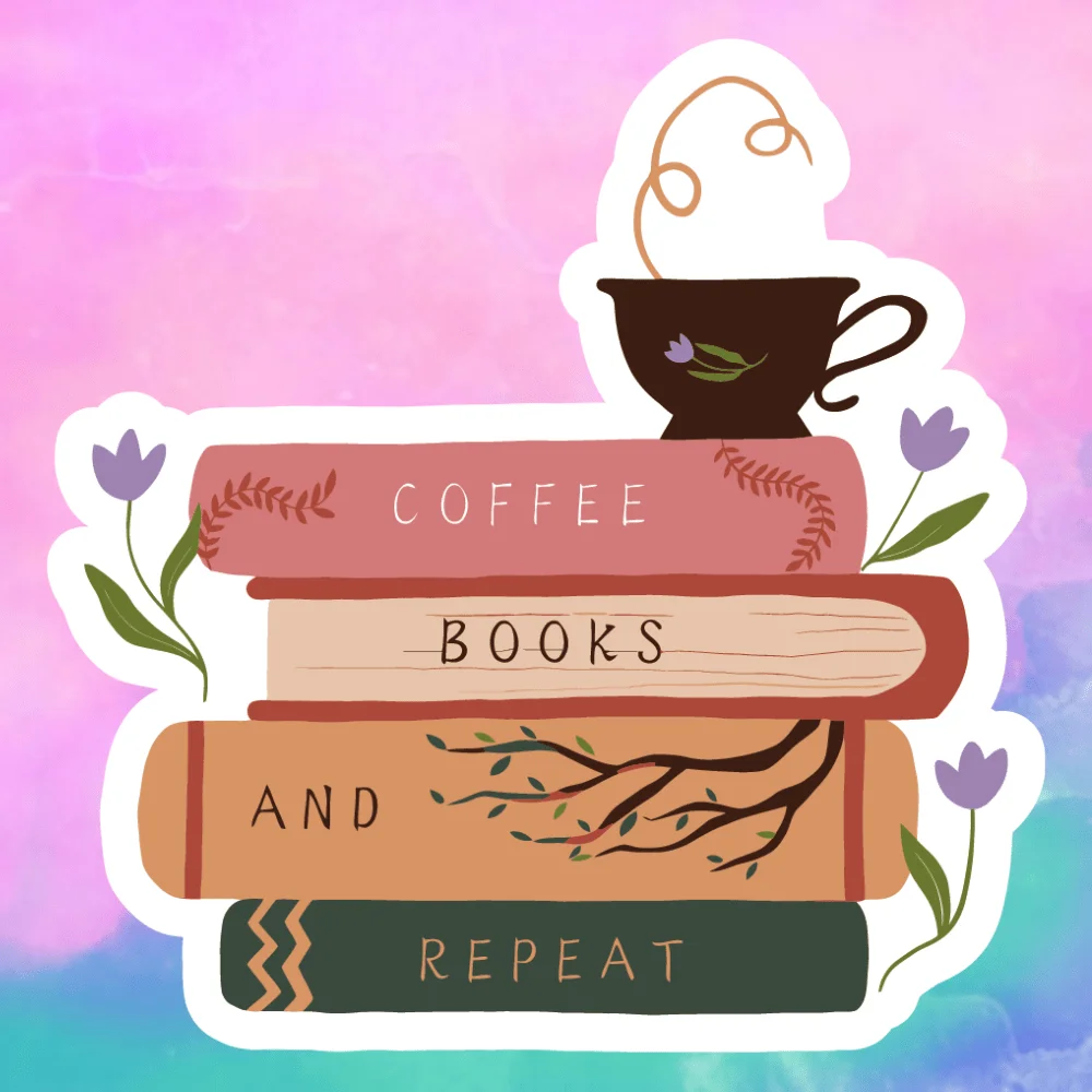 3pcs COFFEE BOOKS AND REPEAT， Perfectly describes the daily cycle of bookworms suitable for laptop decoration