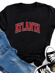 Atlanta Falcons Crew Neck Casual Short Sleeve Summer Graphic T-shirt for Women