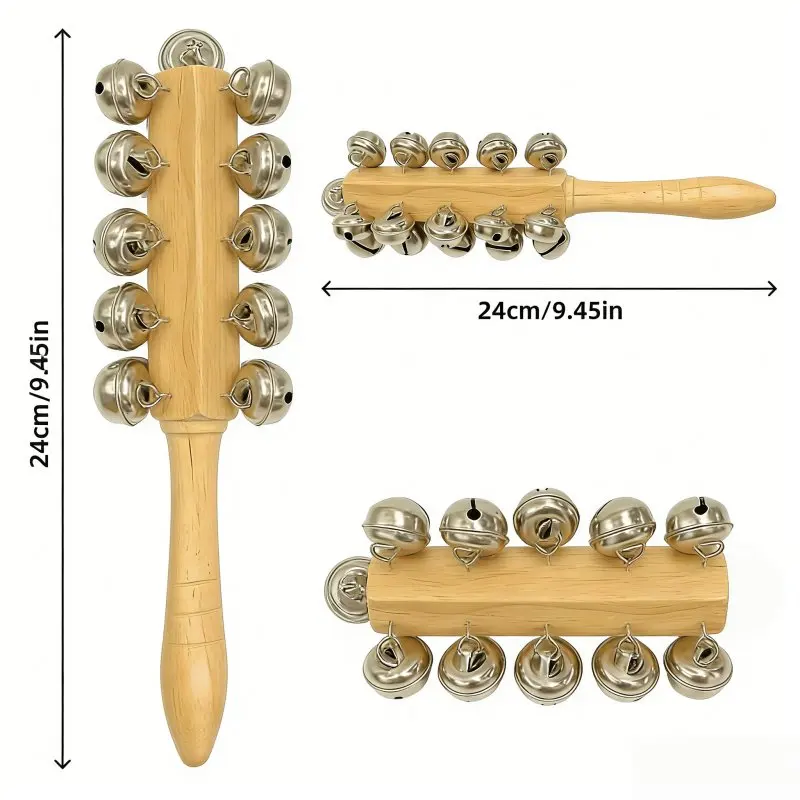 Orff Wooden Instrument with Metal Bells, Clear and Pleasant Timbre, Suitable for Musical Instrument Recognition, Rhythm Training