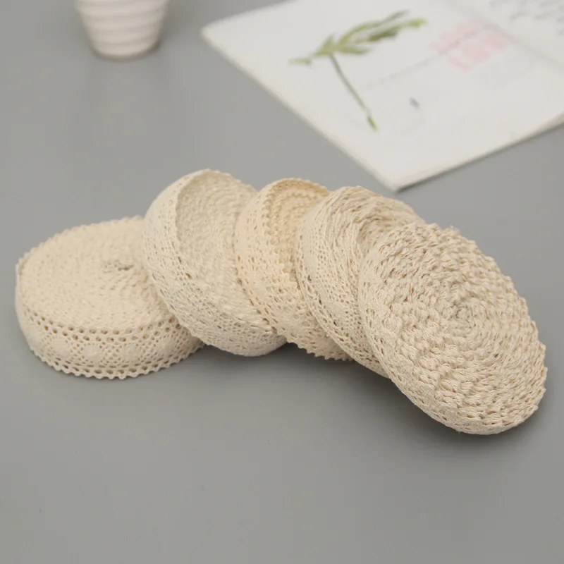 5 ياردة القطن الدانتيل تقليم الشريط البيج الخياطة تقليم شريطة من الدانتيل الكروشيه أقمشة الدانتيل DIY بها بنفسك حفل زفاف الحرفية هدية ديكور