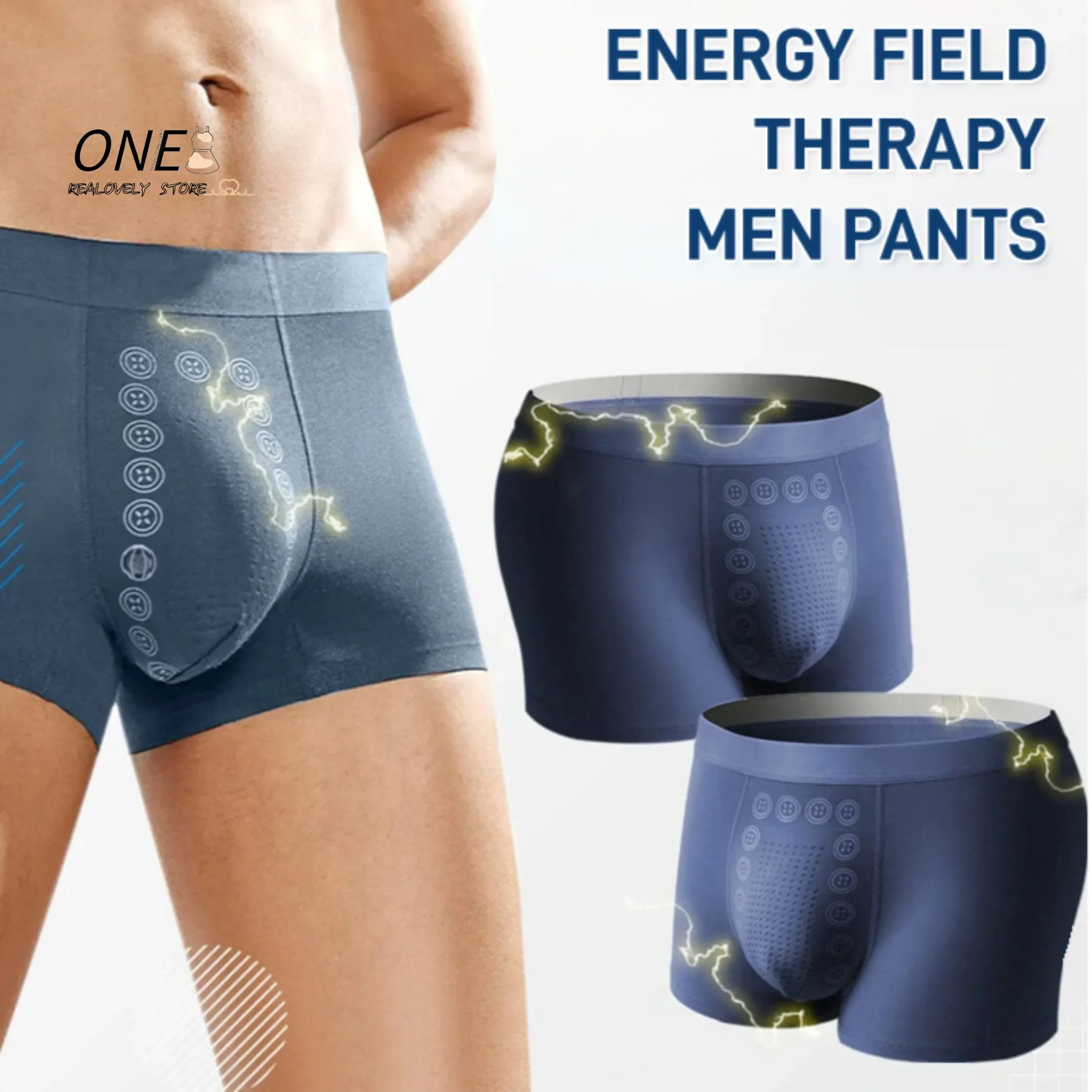 

Men's Mid-Waist Magnetic Therapy Underwear Quick-Drying Breathable Physical Massage Particle Boxer Shorts