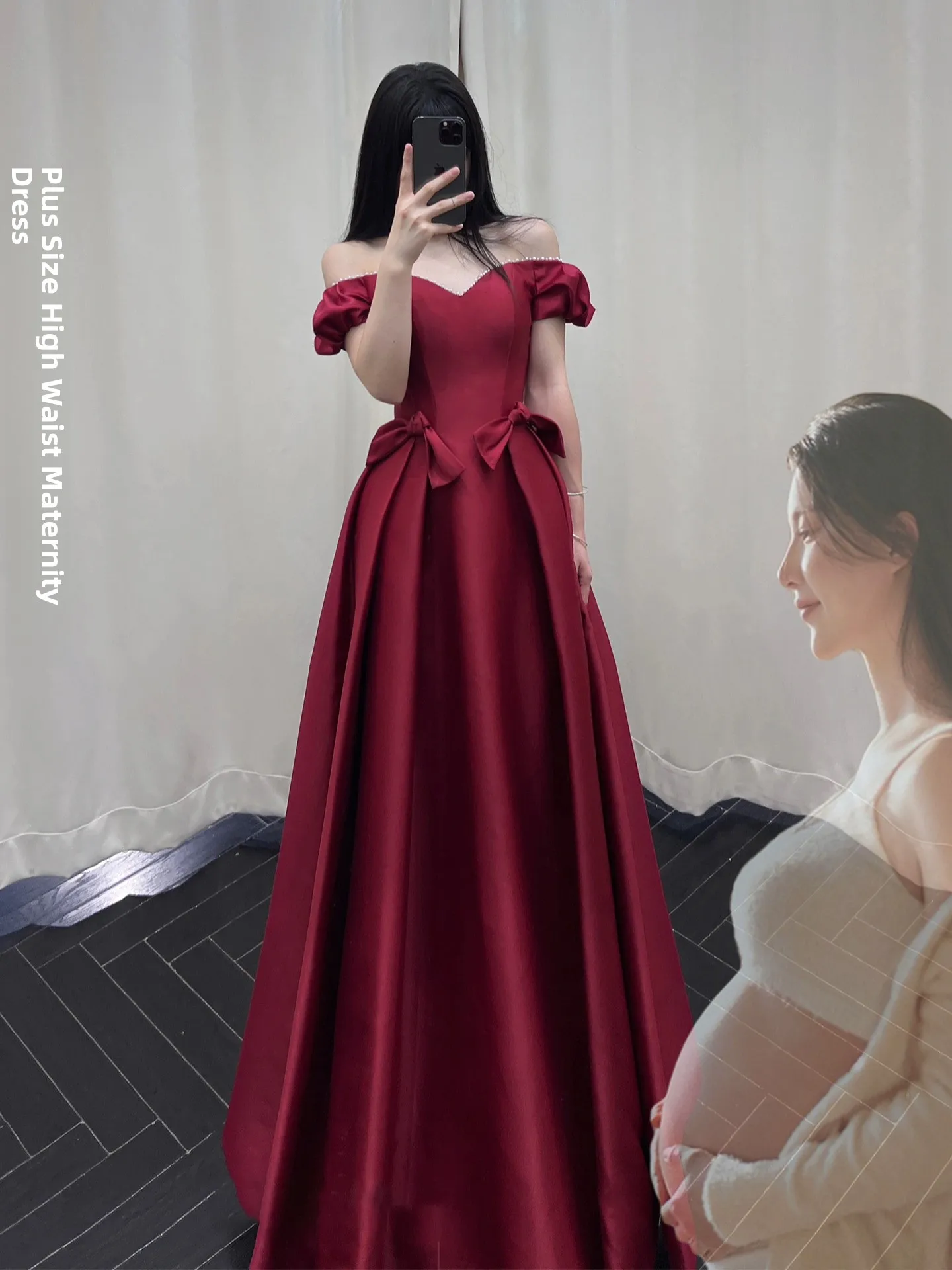 

Princ Sle Long Evening Gown One oulder Satin Red Color Bridal Dr for Engagement Wedding Return Home Ceremony