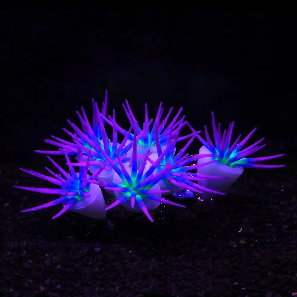 سيليكون محاكاة شقائق النعمانات الملونة غير سامة النباتات المائية لينة الزخرفية خزان الأسماك المناظر الطبيعية خزان الأسماك