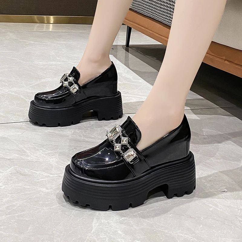 LazySeal Wedge Heel Women Casual Shoes Luxury Crystal Design Platform Casual Shoes Woman Chunky Spring Autumn Fashion Footwear