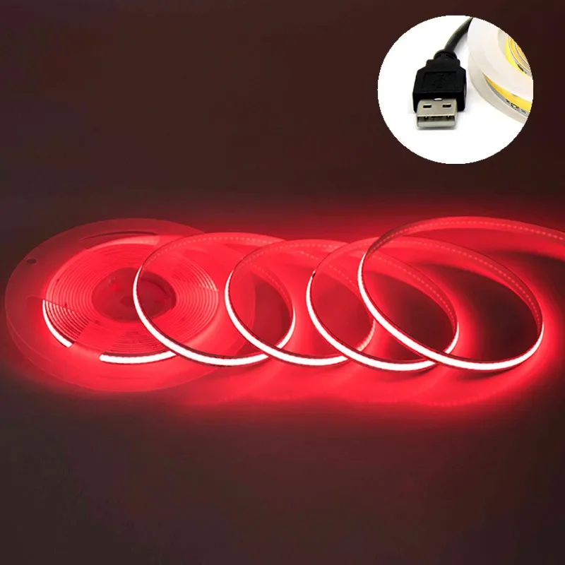 USB COB Lamp Strip DC5V 320 LEDs/M Wit/Rood/Roze/Ijsblauw/Geel Kast licht Lamp TV Backlight Flexibele Lint Touw LED Strip