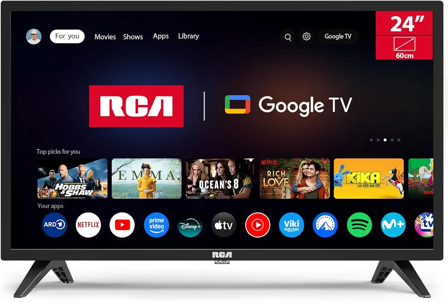 Televisor Inteligente LED HD de 24 Pulgadas con Asistente, Play Store, WiFi, Bluetooth, Chromecast Integrado, Sintonizador Digital