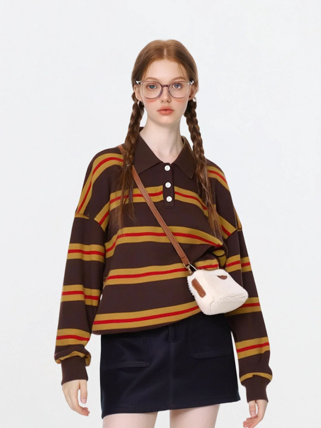 

AHMI Healing Softn Striped Design Knitwear Top for Girls Warm Comfortable Casual Loose Fit Long Sve Knitted Sweater