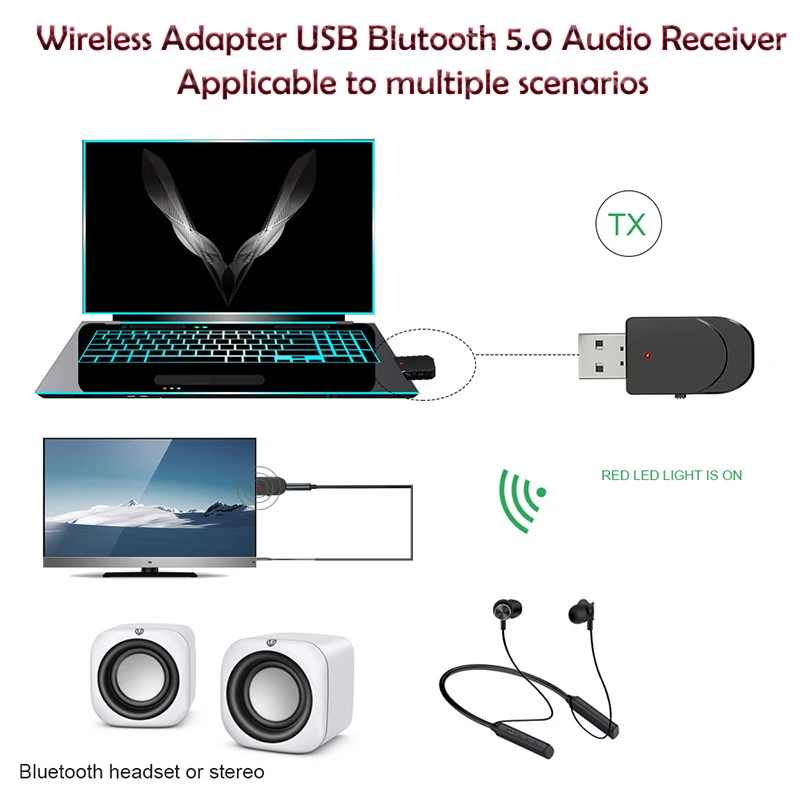 

3 In 1 Bluetooth 5.0 Audio Receiver Transmitter Stereo USB Dongle 3.5mm 3.5 AUX RCA Wireless Adapter for Car Kit TV PC Headphone