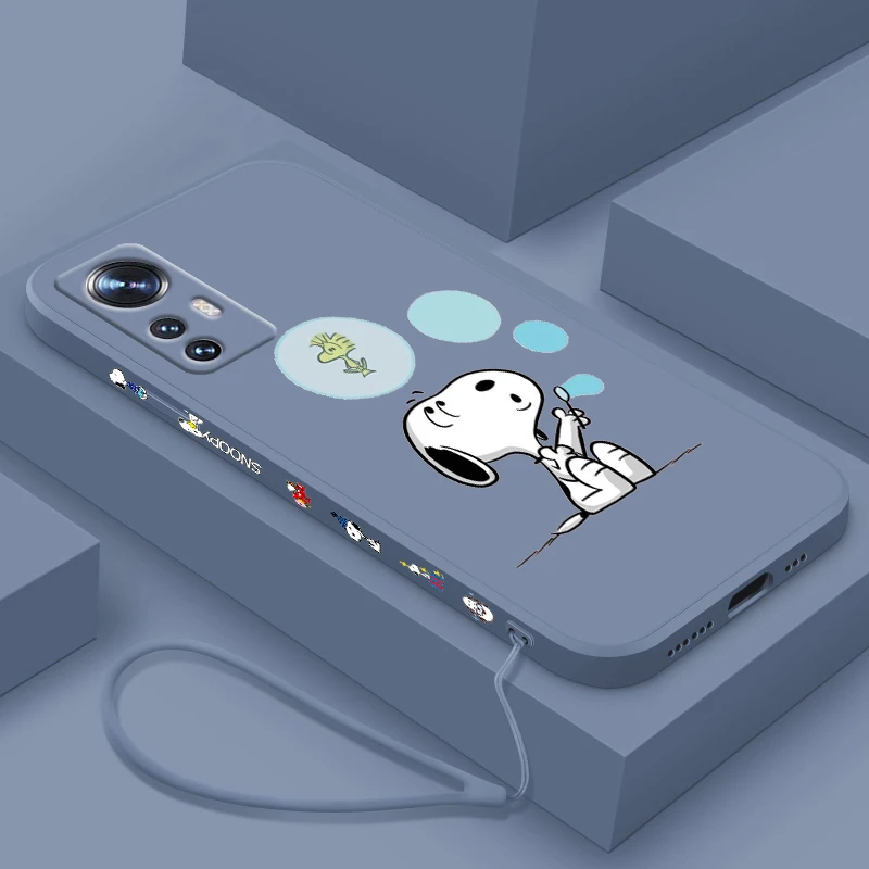 S-noopys Cartoon For Xiaomi Mi 13 12T 12S 12X 11i 11X 11T 10T 10S Lite Pro Ultra Liquid Left Rope Soft Phone Case