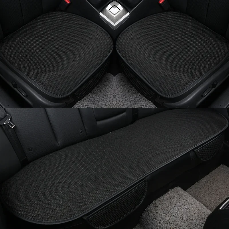 3 pieces Summer Ice Silk Car Seat Cover Set Backless Auto Front Back Seat Seat Cushion Interior Styling Black Red Gray